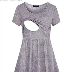 Gray casual maternity and nursing dress